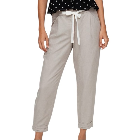 Wilfred Pants - Wilfred Aritzia Linen Pants Sz: 2 Grey Drawstring  Tapered Ankle Cropped Coastal